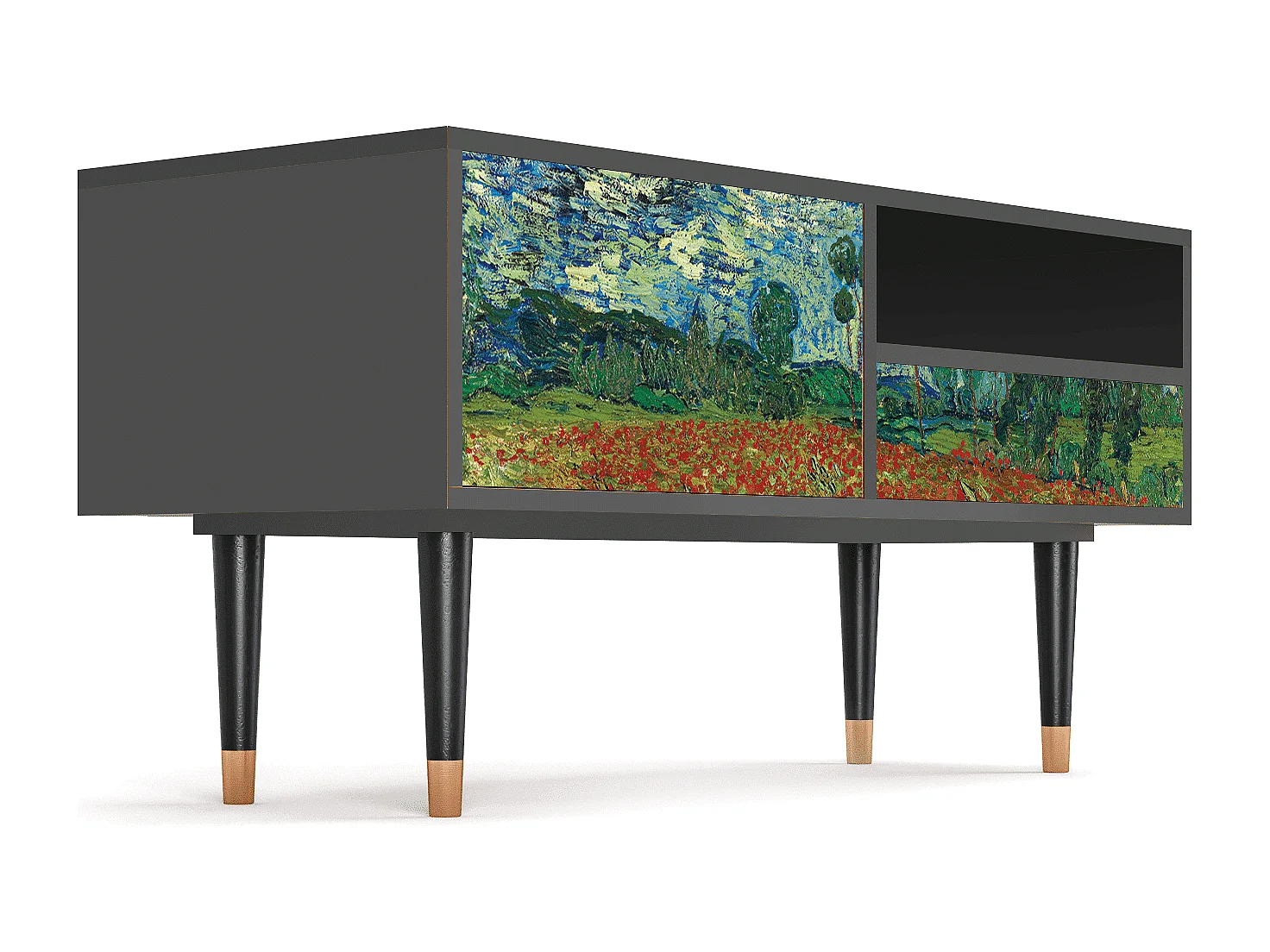 TV-Möbel - 115х59х48 cm - T3 - Poppy field by van Gogh, Anthrazit