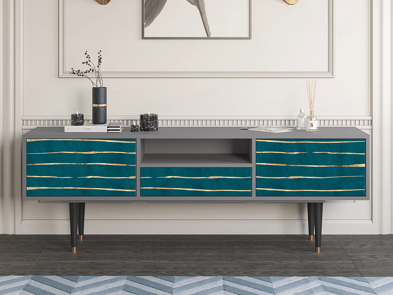 Meuble TV - 170х59х41 cm - T6 - Ocean Drive, Gris