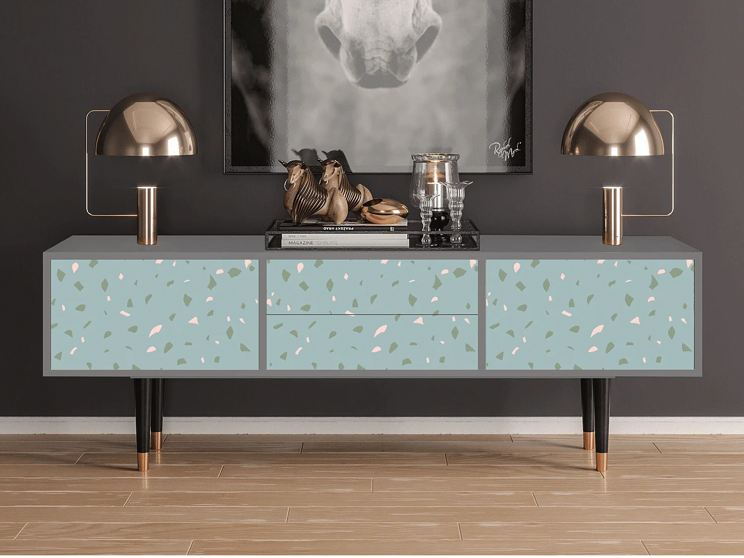 Mueble de TV - 170х59х48 cm - T4 - Blue Drops, Gris