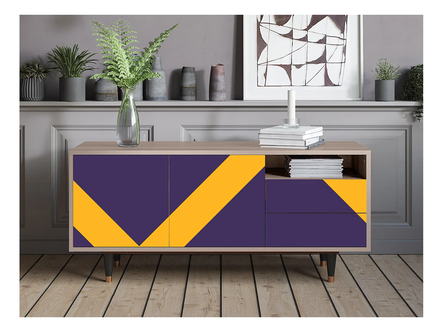 Meuble TV - 125х56х41 cm - T7 - The Brightest Way, Latte