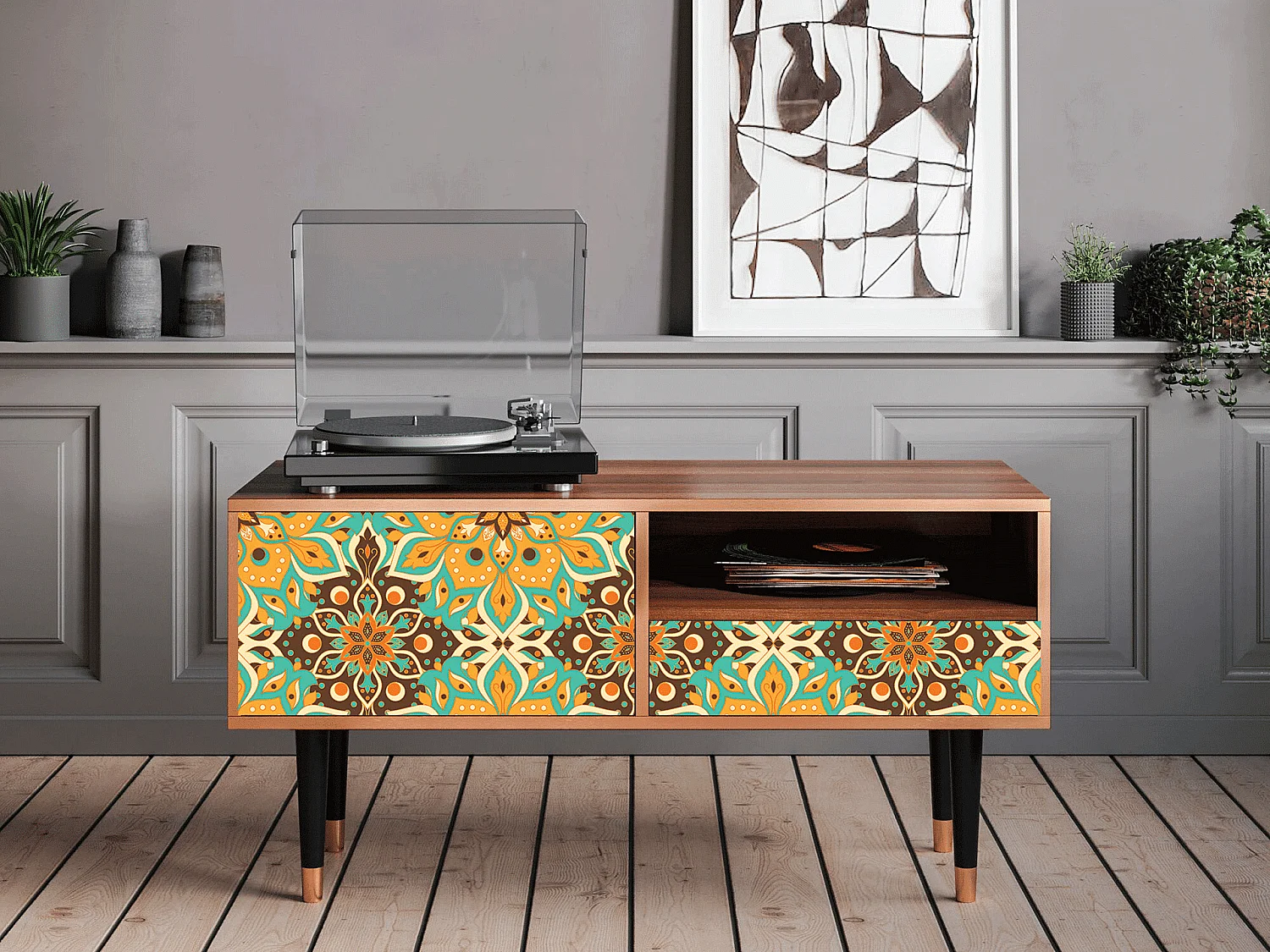 Meuble TV - 115х59х48 cm - T3 - Indian Spices, Noyer