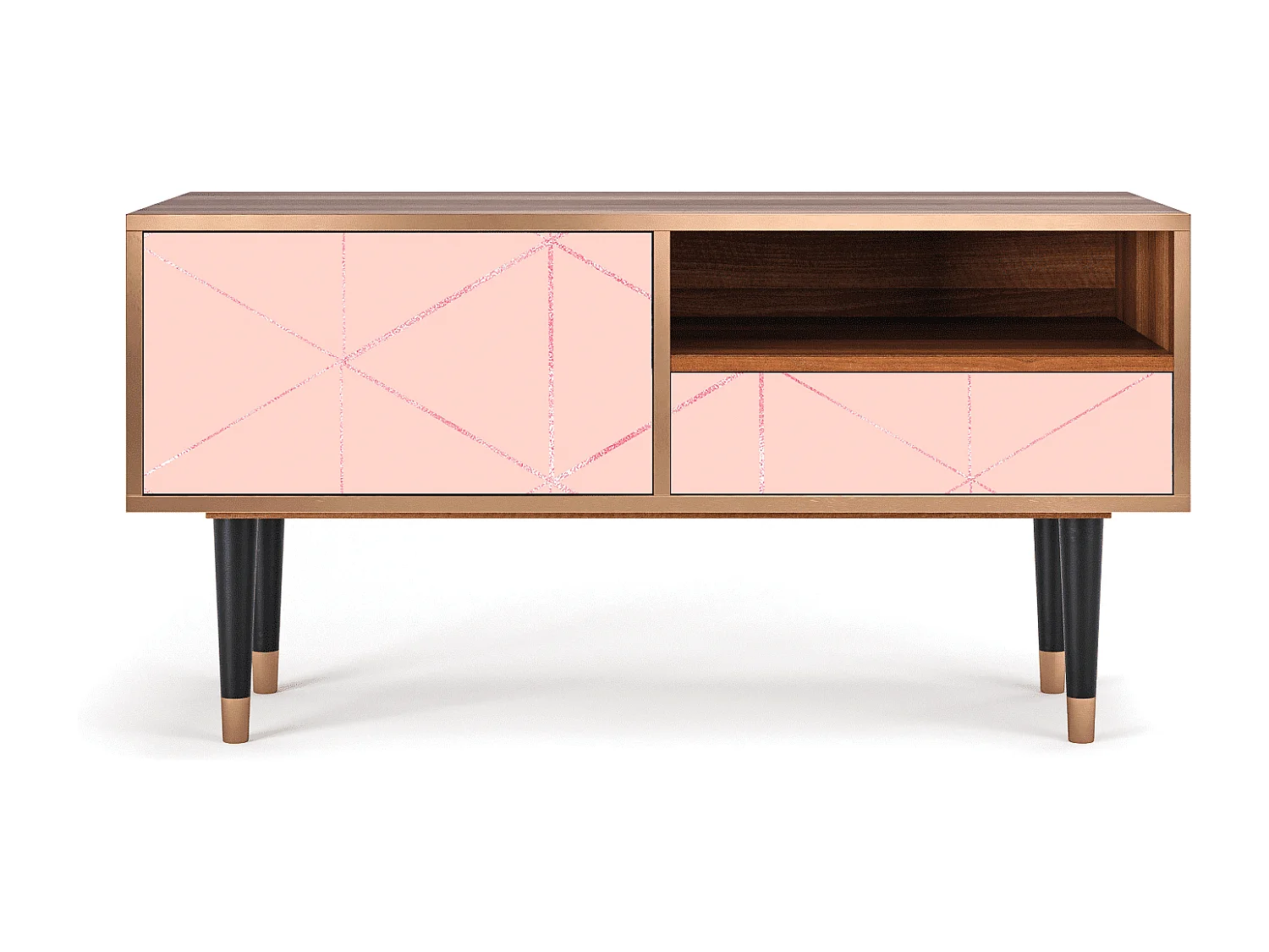 Meuble TV - 115х59х48 cm - T3 - Rose Quartz, Noyer