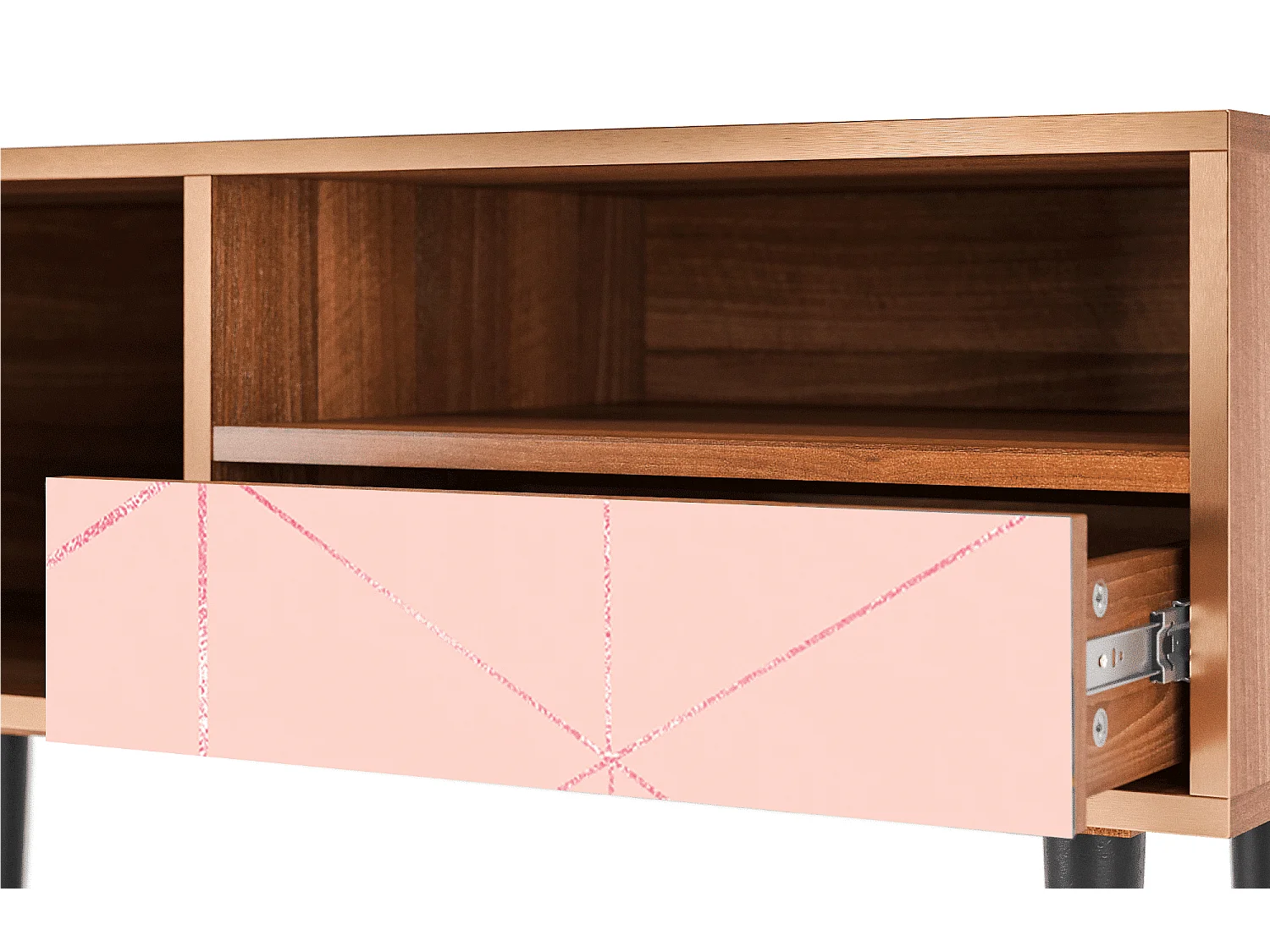Meuble TV - 115х59х48 cm - T3 - Rose Quartz, Noyer