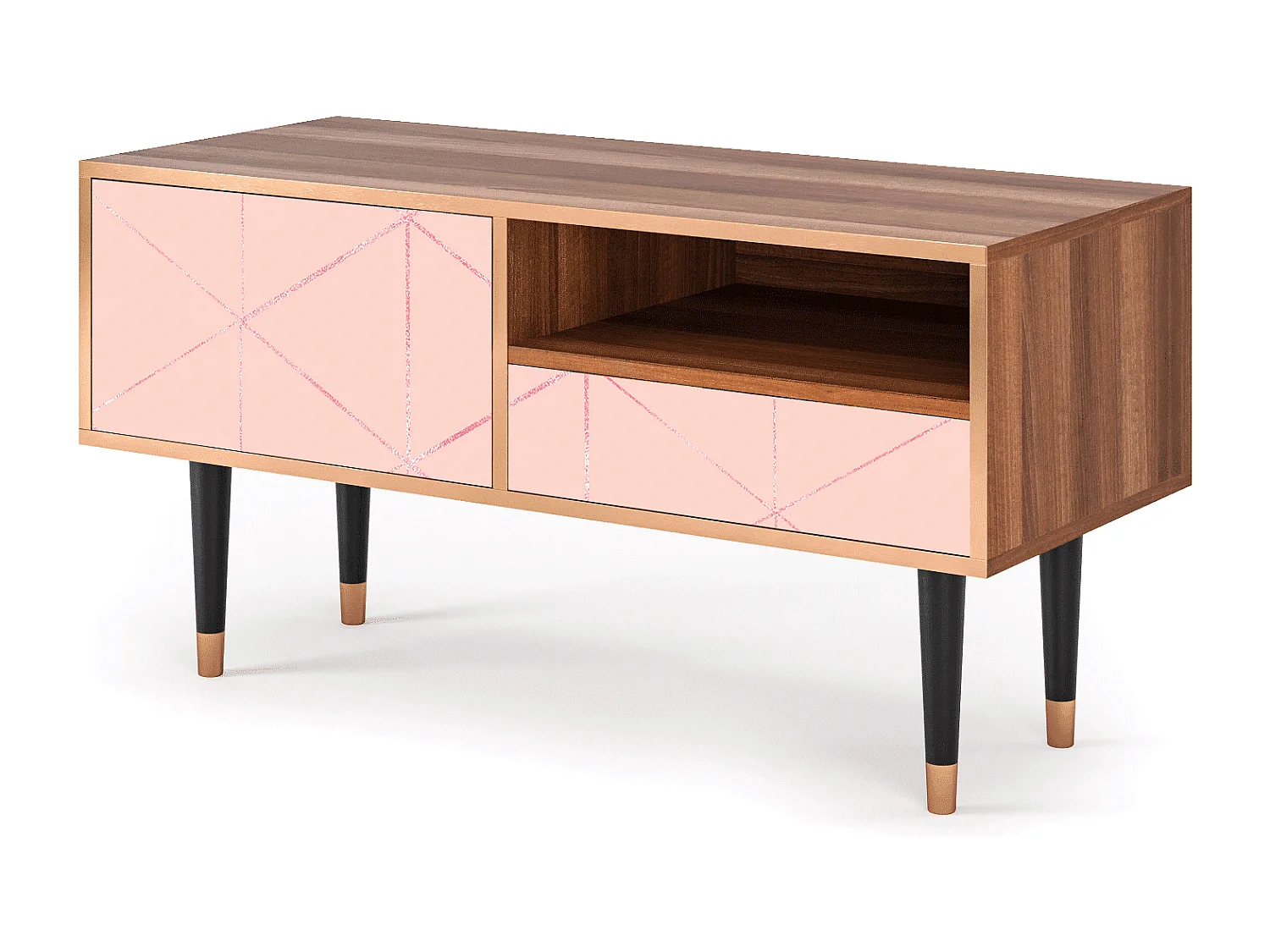 Szafka RTV - 115х59х48 cm - T3 - Rose Quartz, Orzech