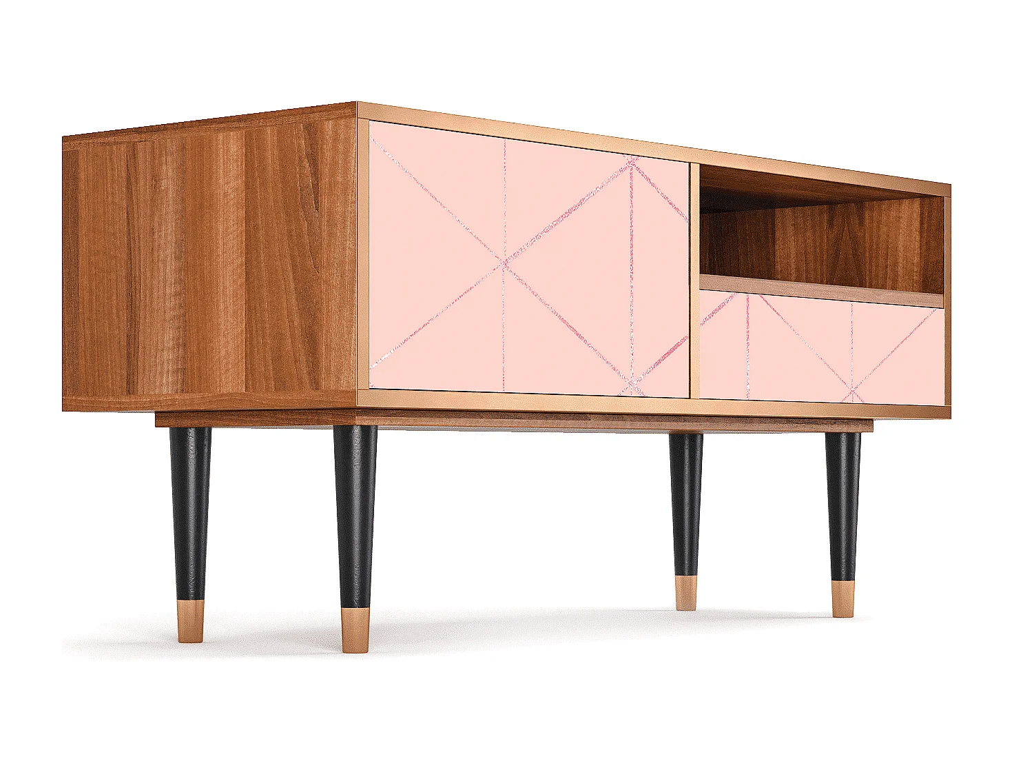 Szafka RTV - 115х59х48 cm - T3 - Rose Quartz, Orzech