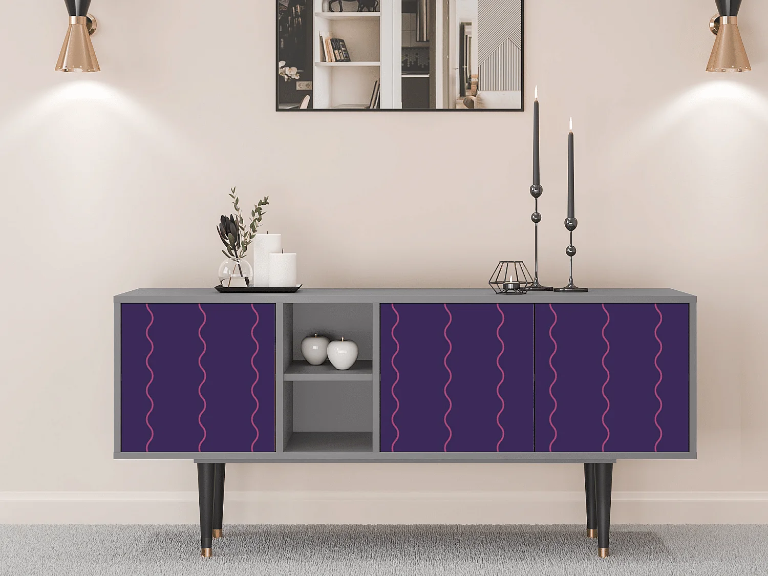 TV-meubel - 150х69х41 cm - T5 - Grape Maccaroni, Grijs
