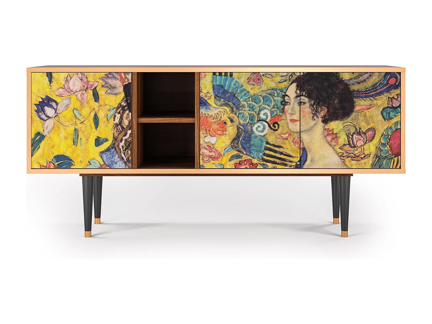 Mueble de TV - 150х69х41 cm - T5 - Lady with Fan by Klimt, Nogueira