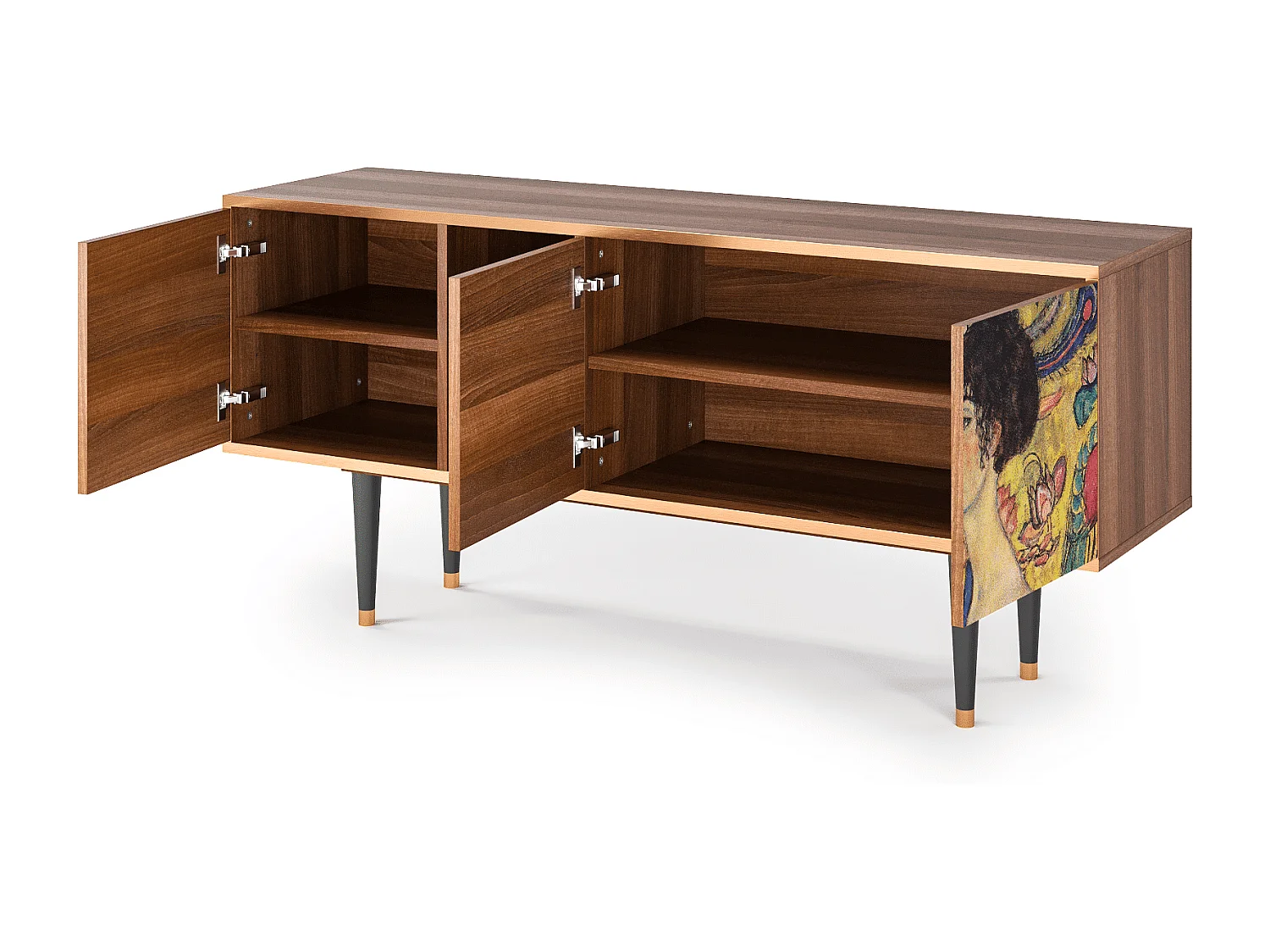 Mueble de TV - 150х69х41 cm - T5 - Lady with Fan by Klimt, Nogueira