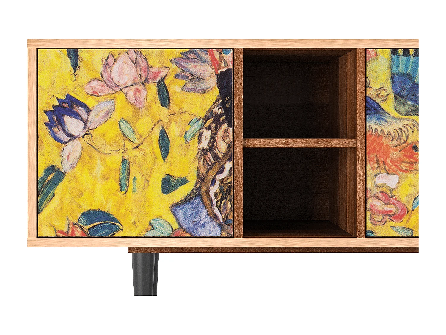 Szafka RTV - 150х69х41 cm - T5 - Lady with Fan by Klimt, Orzech