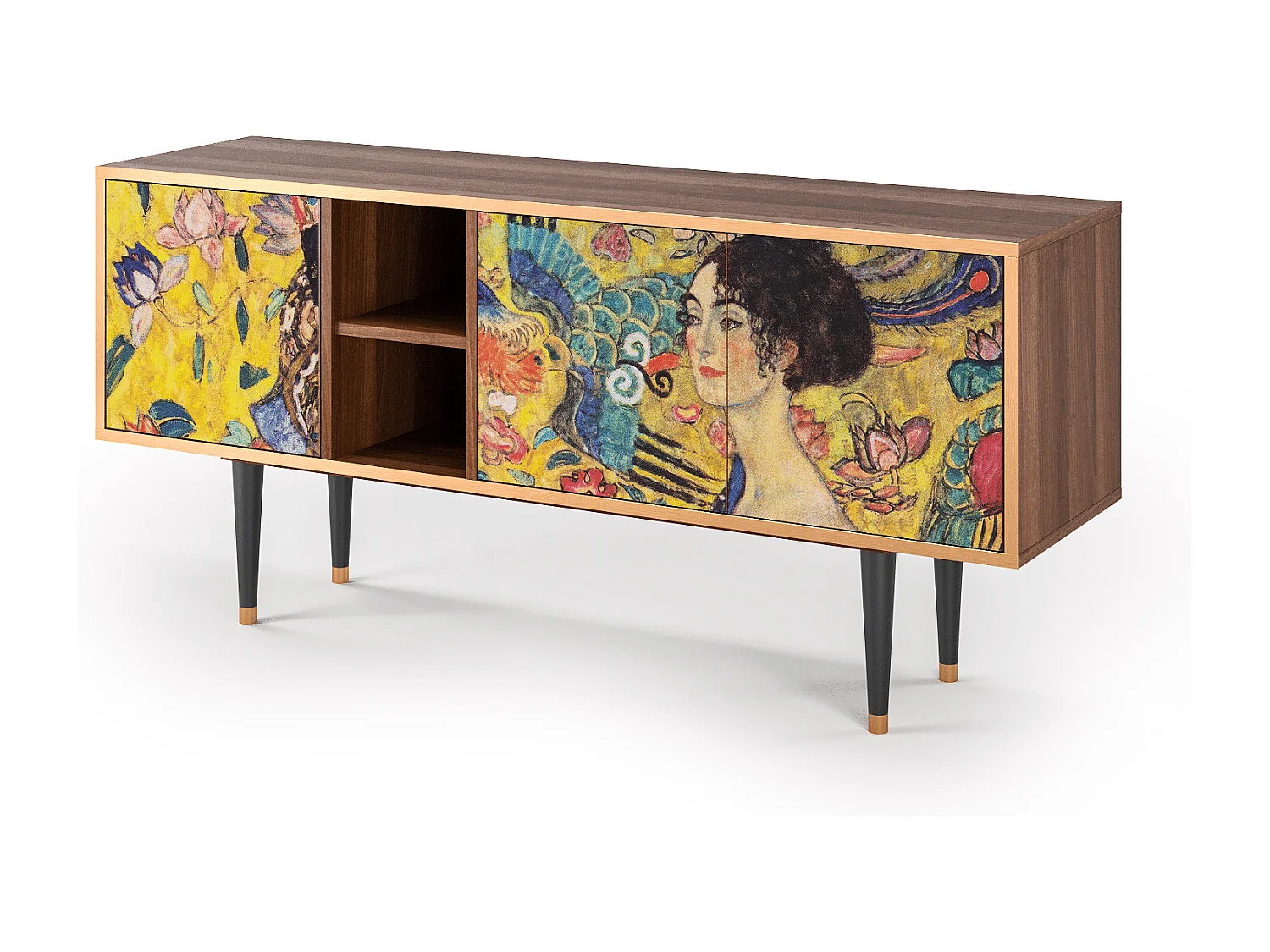 Mobile TV - 150х69х41 cm - T5 - Lady with Fan by Klimt, Noce