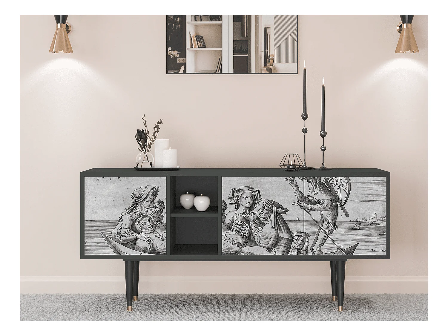 TV-Möbel - 150х69х41 cm - T5 - Blau Schuyte, Anthrazit