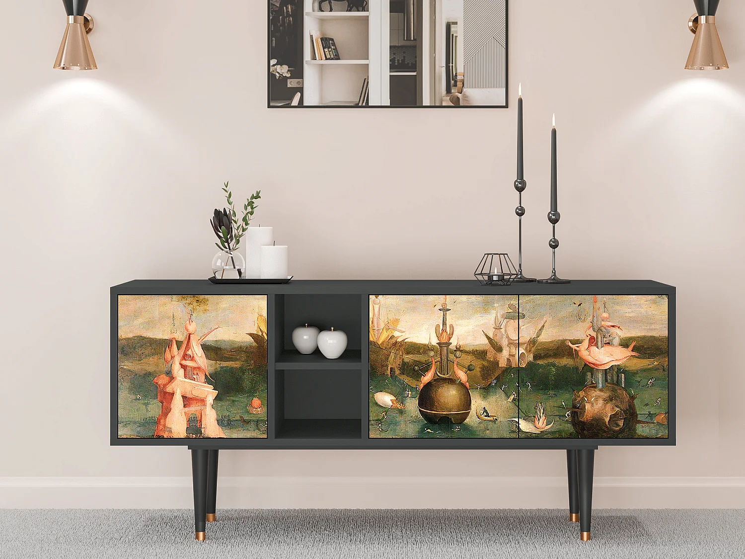 Meuble TV - 150х69х41 cm - T5 - Garden of Delights , Anthracite