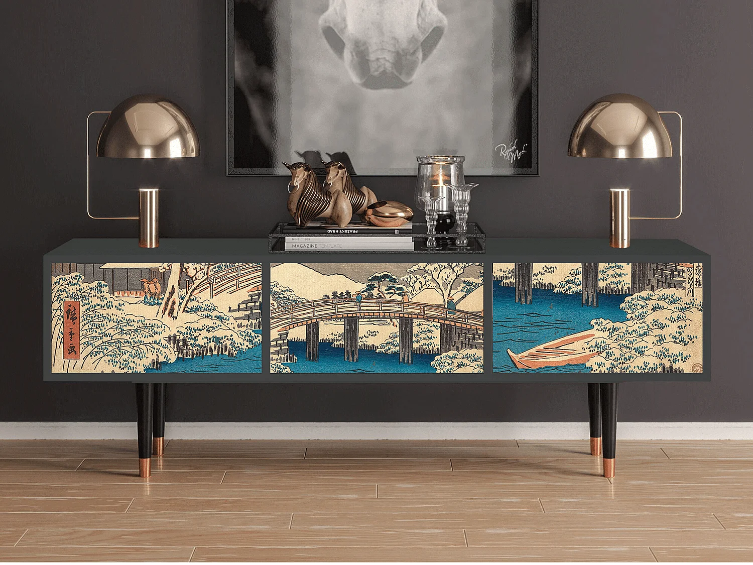 Meuble TV - 170х59х48 cm - T4 - Katabira River, Anthracite