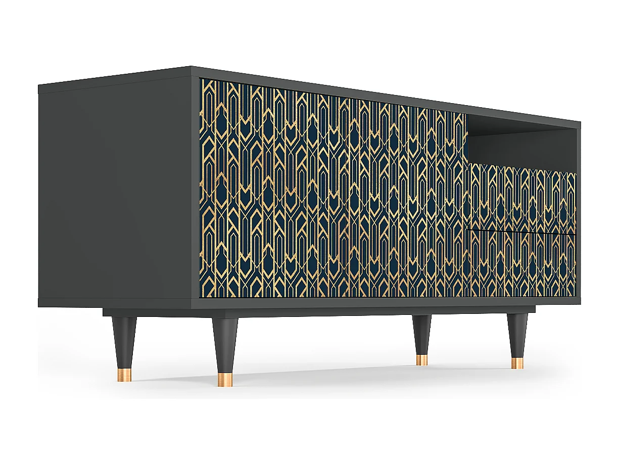 Szafka RTV - 125х56х41 cm - T7 - Golden Empire, Antracyt