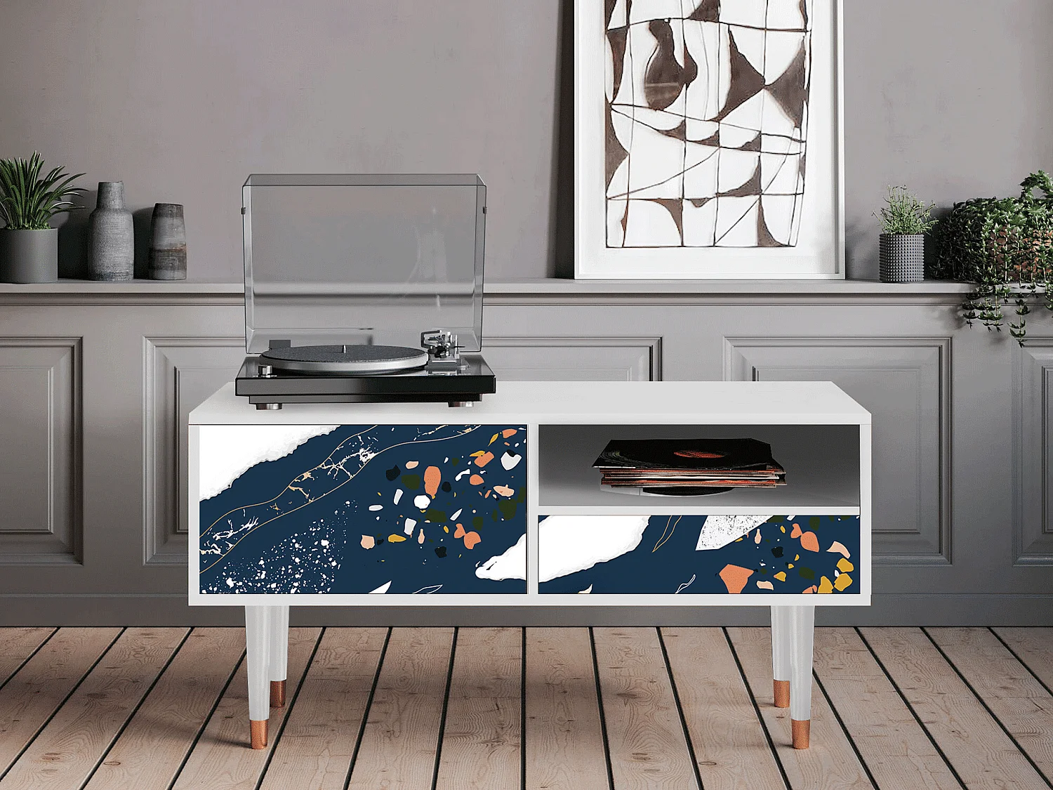 TV-Möbel - 115х59х48 cm - T3 - Nude Iceberg, Weiß