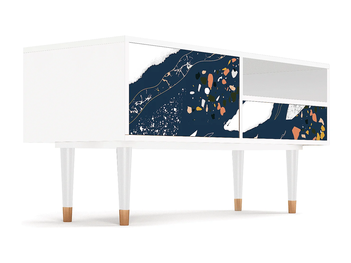 TV-Möbel - 115х59х48 cm - T3 - Nude Iceberg, Weiß