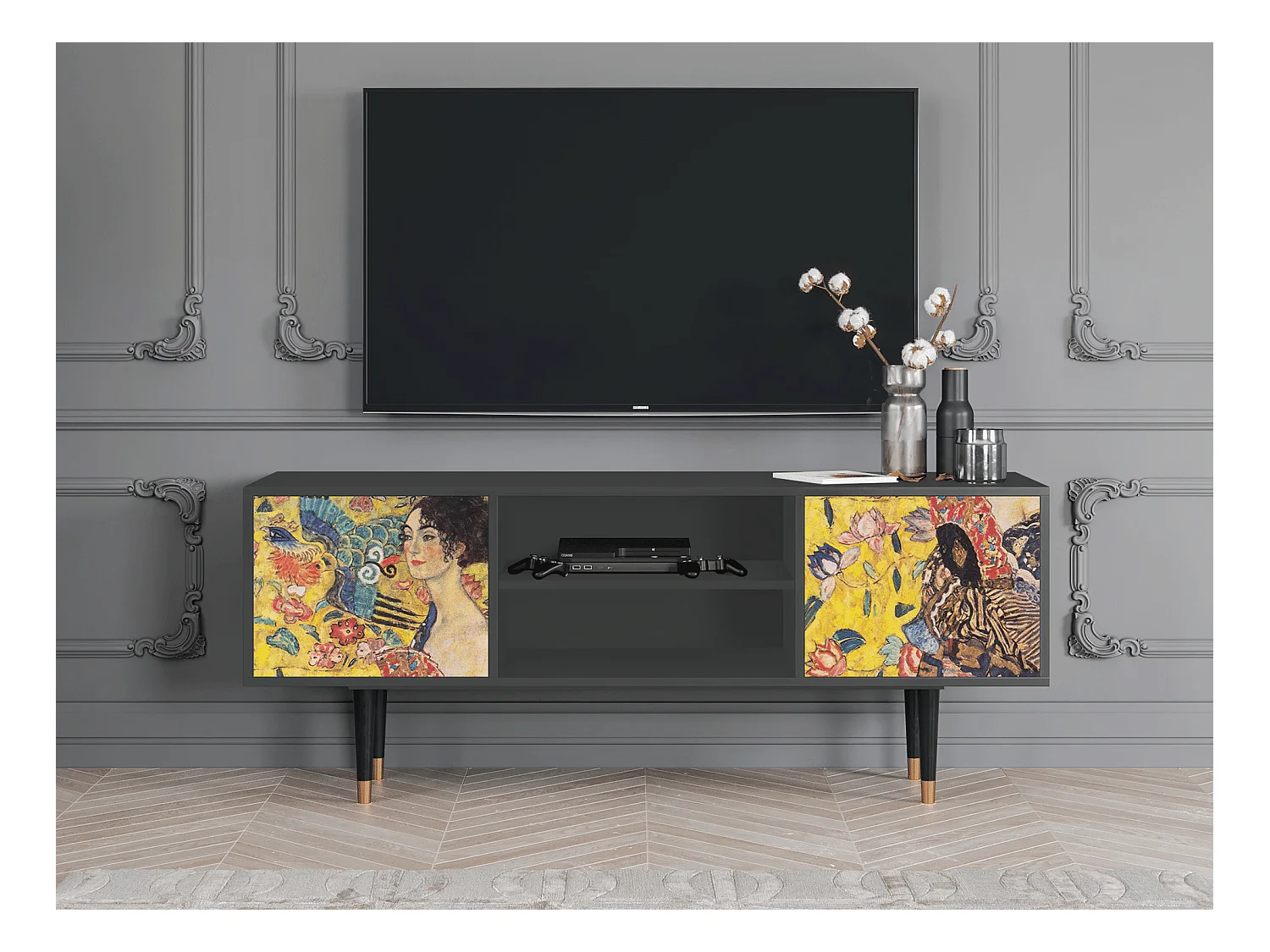 Meuble TV - 170х69х48 cm - T2 - Lady with Fan by Klimt, Anthracite