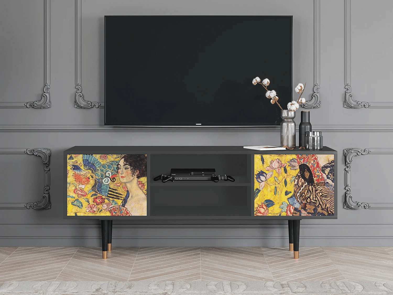 TV-meubel - 170х69х48 cm - T2 - Lady with Fan by Klimt, Antraciet