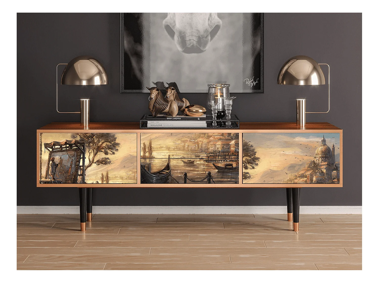 Meuble TV - 170х59х48 cm - T4 - Venice, Noyer