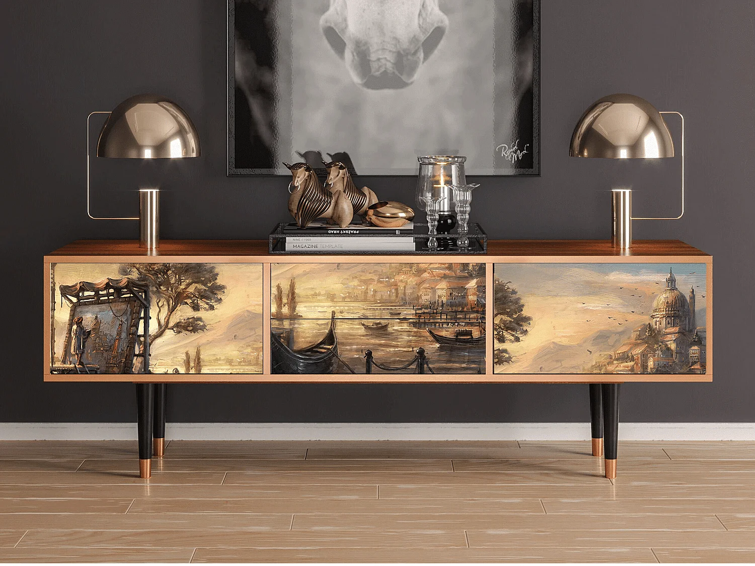 Meuble TV - 170х59х48 cm - T4 - Venice, Noyer