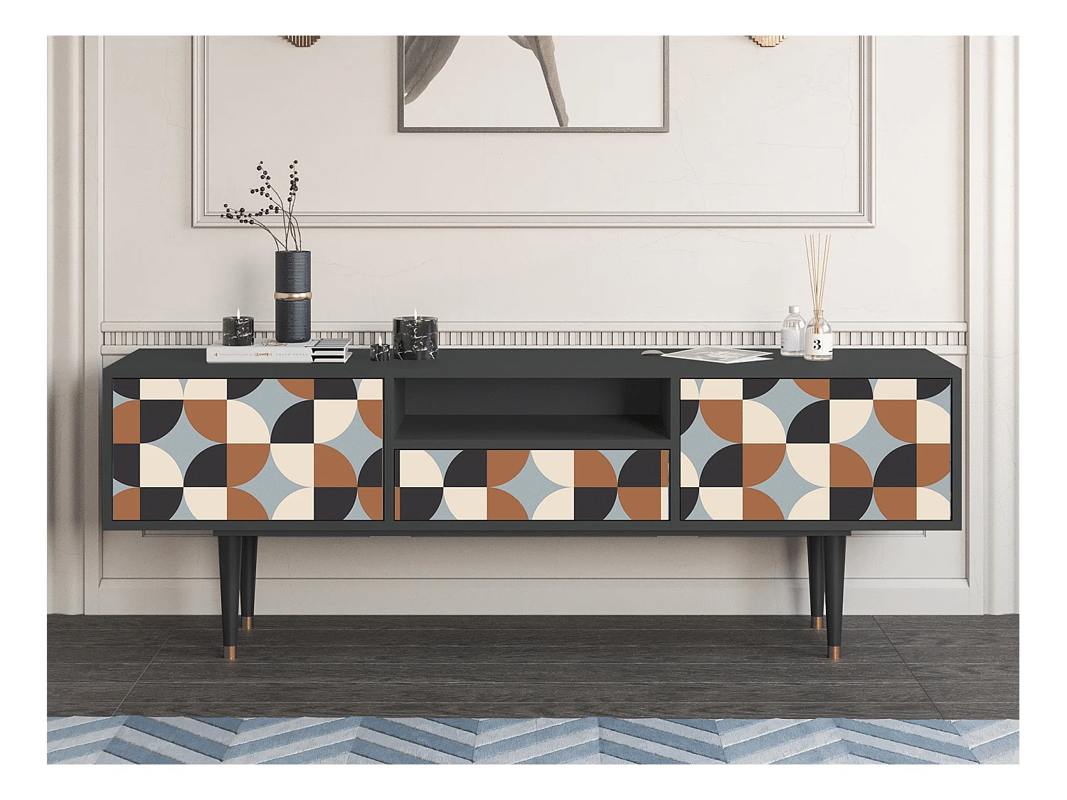 Meuble TV - 170х59х41 cm - T6 - Brown Sensation, Anthracite