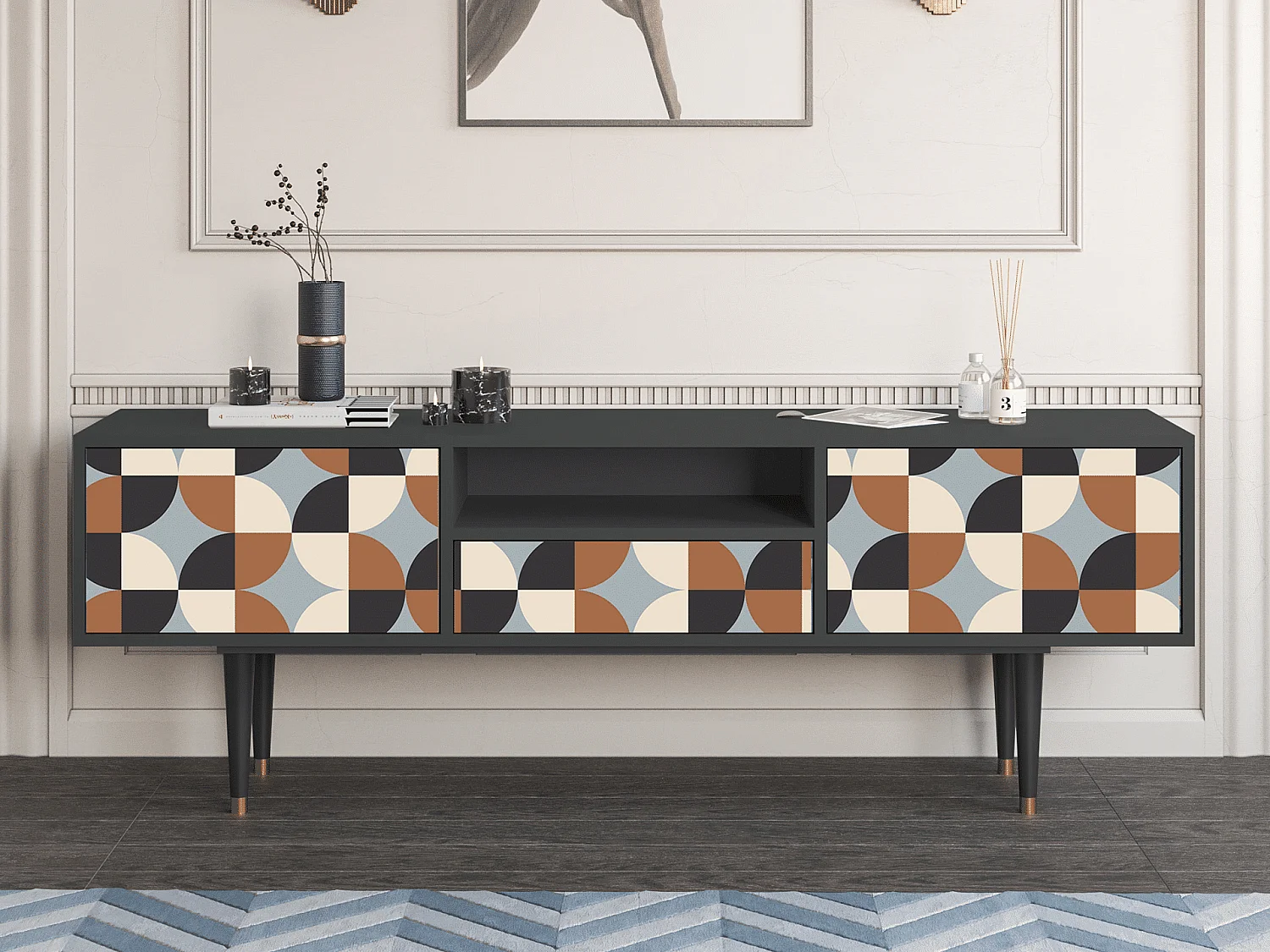 Mueble de TV - 170х59х41 cm - T6 - Brown Sensation, Antracite