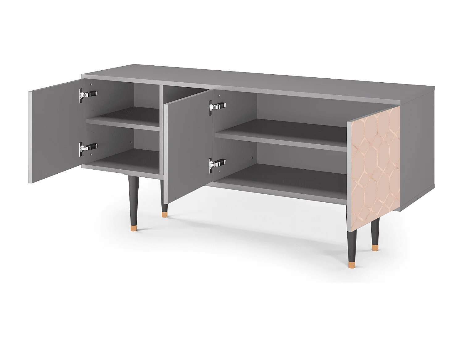 TV-Möbel - 150х69х41 cm - T5 - Rose Honeycomb, Grau