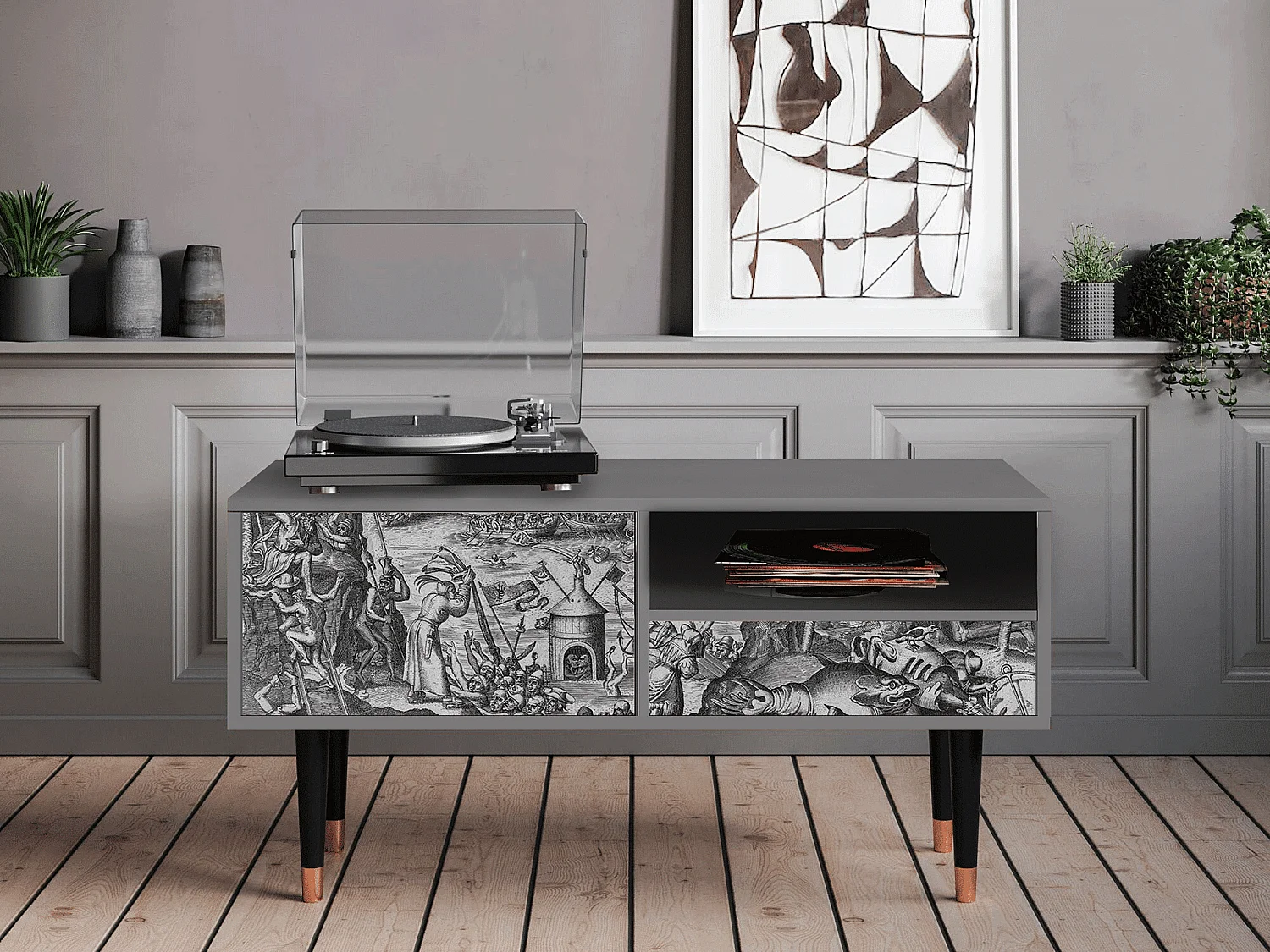 Mueble de TV - 115х59х48 cm - T3 - The Temptation, Cinza