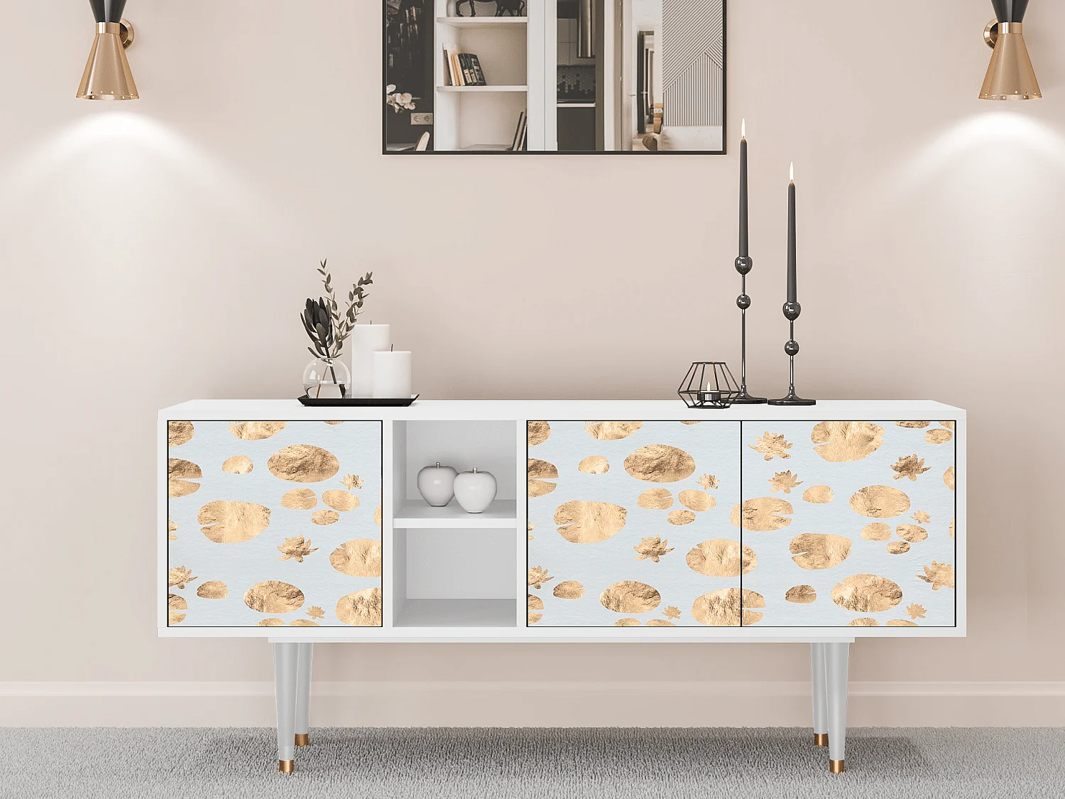 TV-meubel - 150х69х41 cm - T5 - Blue Giraffe, Wit