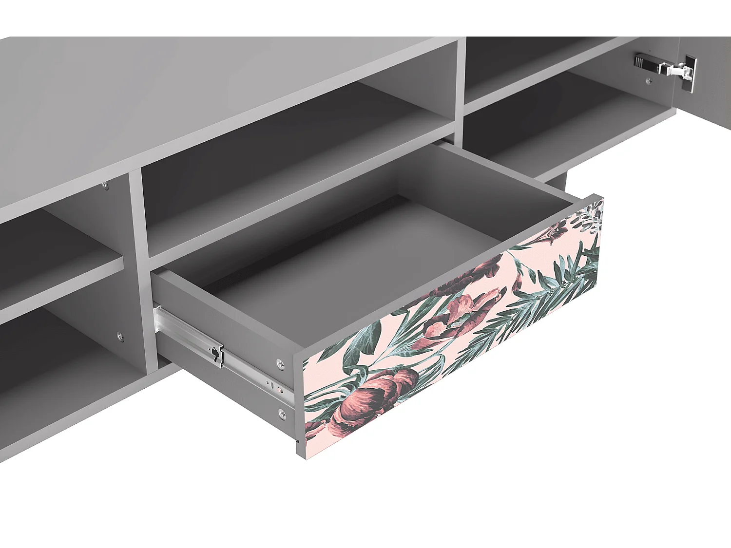 TV-meubel - 170х59х41 cm - T6 - Peach Peonies, Grijs