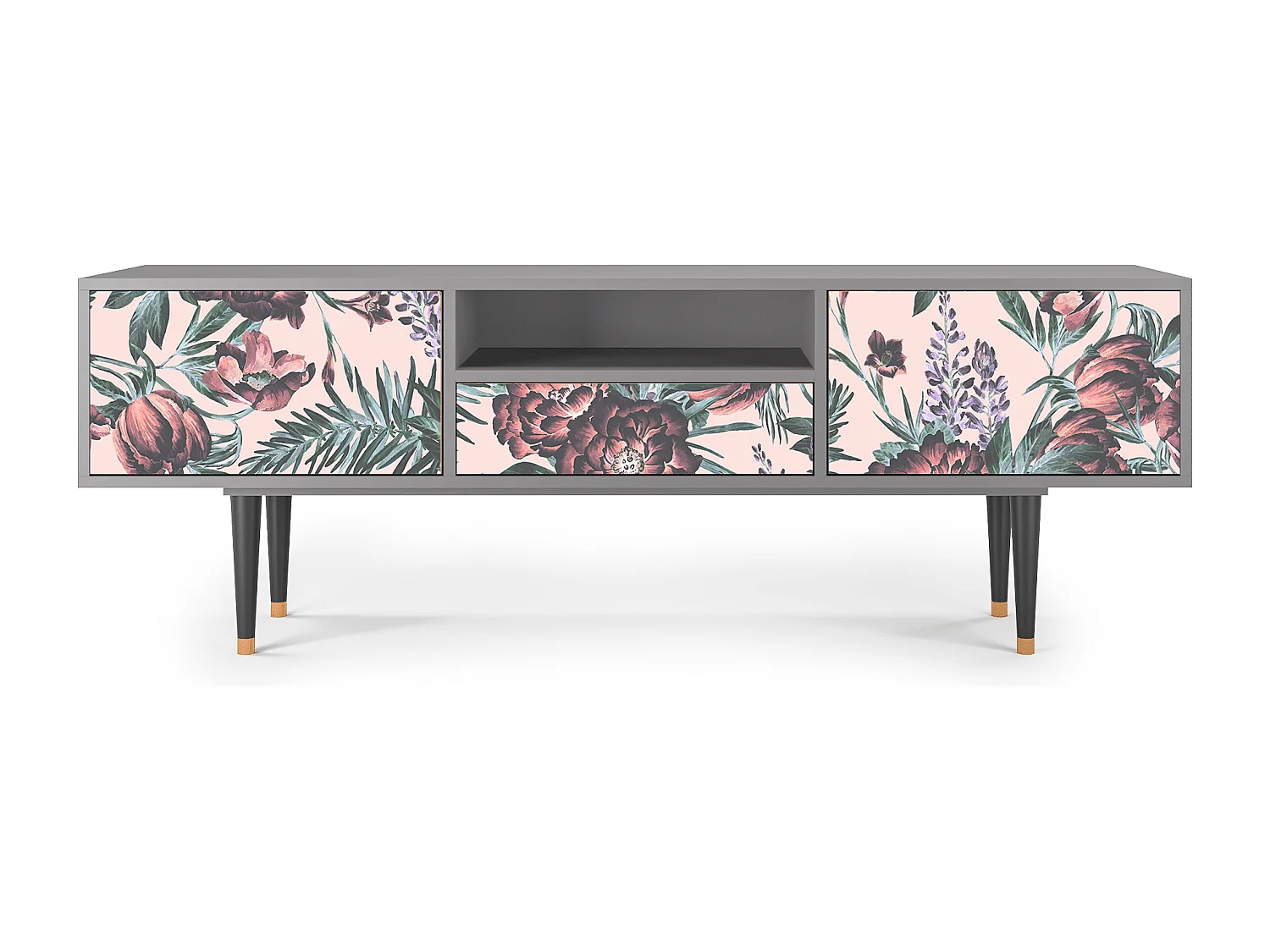 Mueble de TV - 170х59х41 cm - T6 - Peach Peonies, Gris
