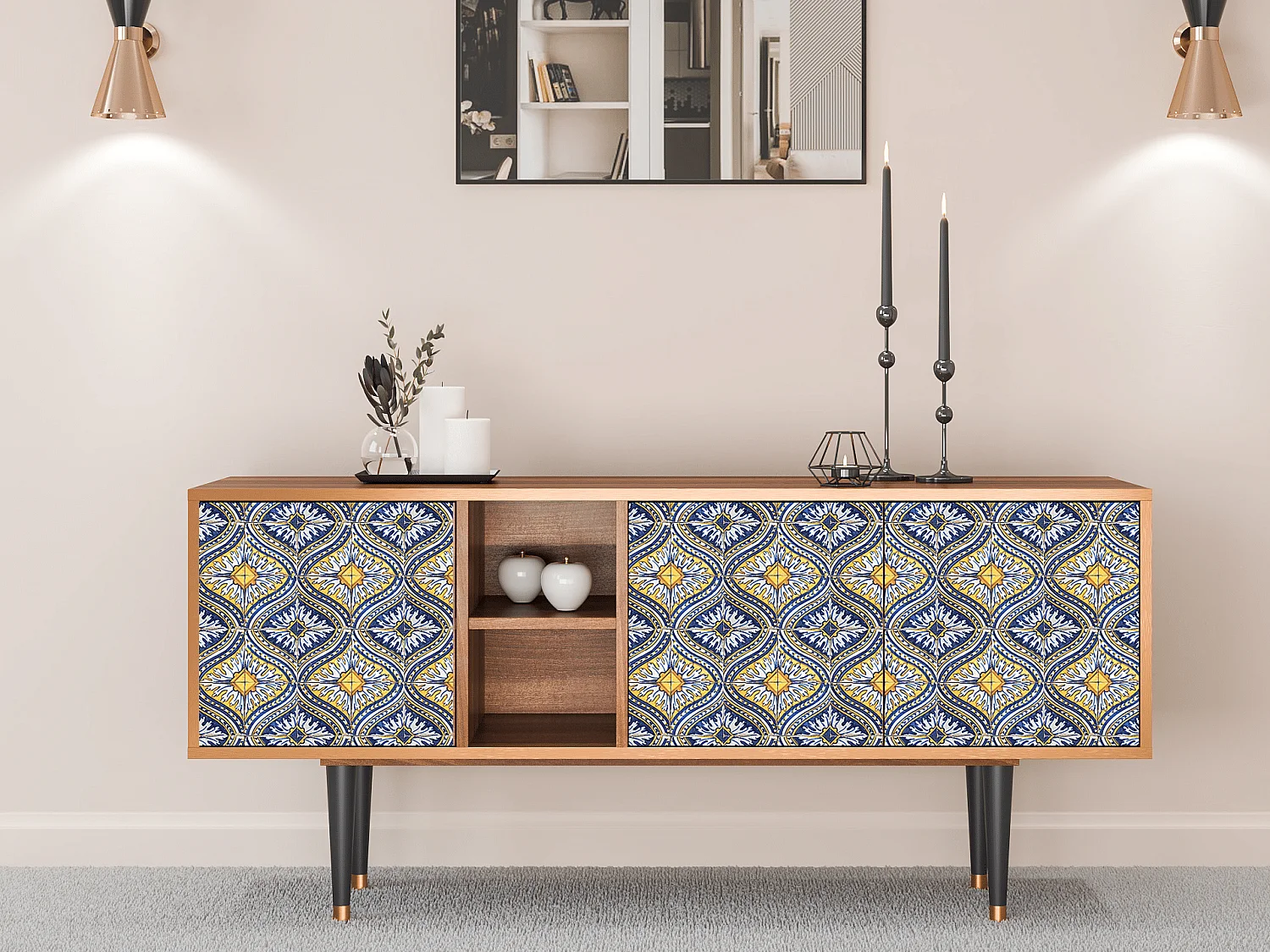 TV-meubel - 150х69х41 cm - T5 - Illusory Pattern, Walnoot