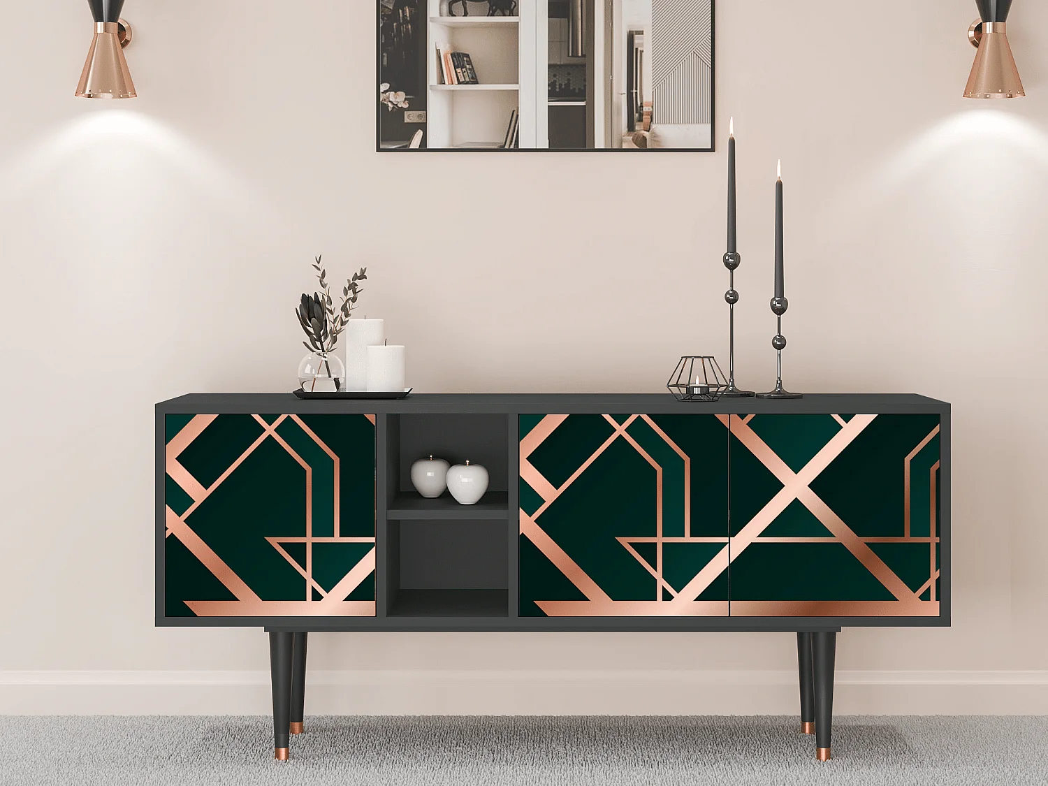 Szafka RTV - 150х69х41 cm - T5 - Emerald Gatsby, Antracyt