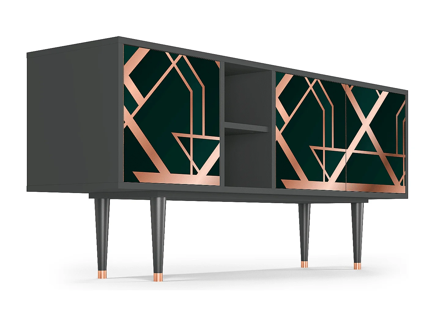 Szafka RTV - 150х69х41 cm - T5 - Emerald Gatsby, Antracyt