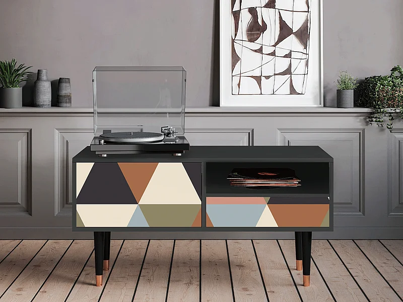 Mueble de TV - 115х59х48 cm - T3 - Royal Triangles, Antracite