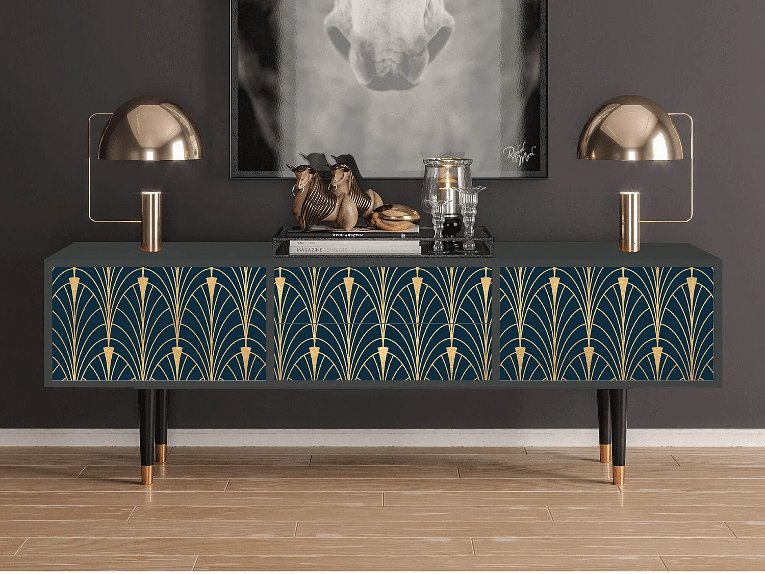 TV-Möbel - 170х59х48 cm - T4 - Flower of the Nile, Anthrazit