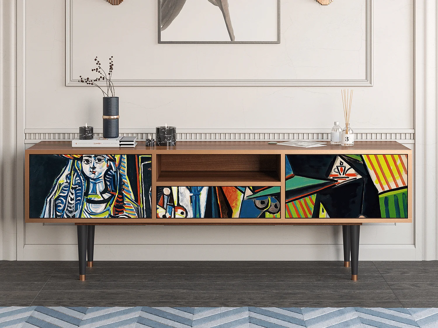 Szafka RTV - 170х59х41 cm - T6 - Women of Algiers, Orzech