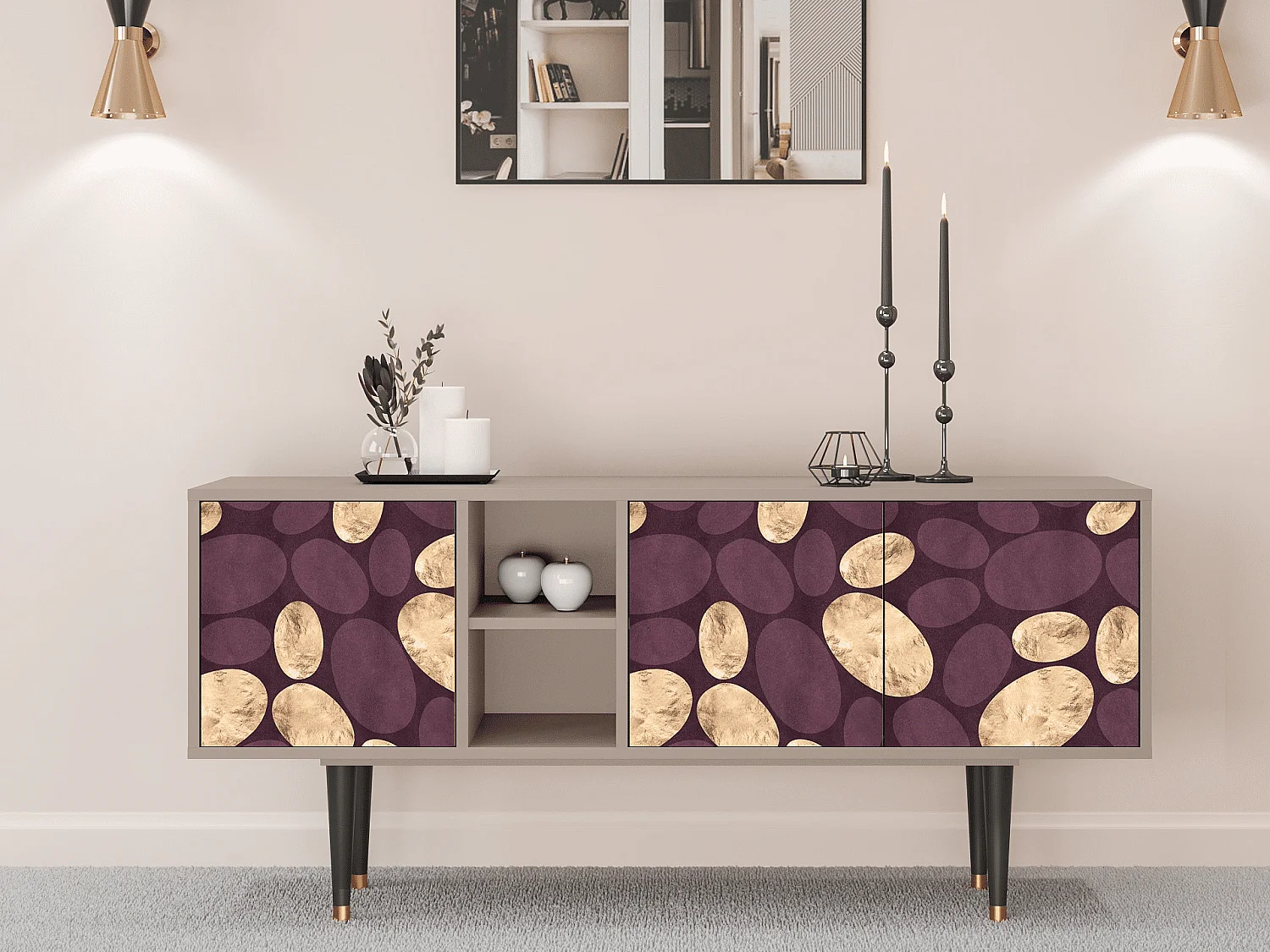 Szafka RTV - 150х69х41 cm - T5 - Fine Wine, Latte