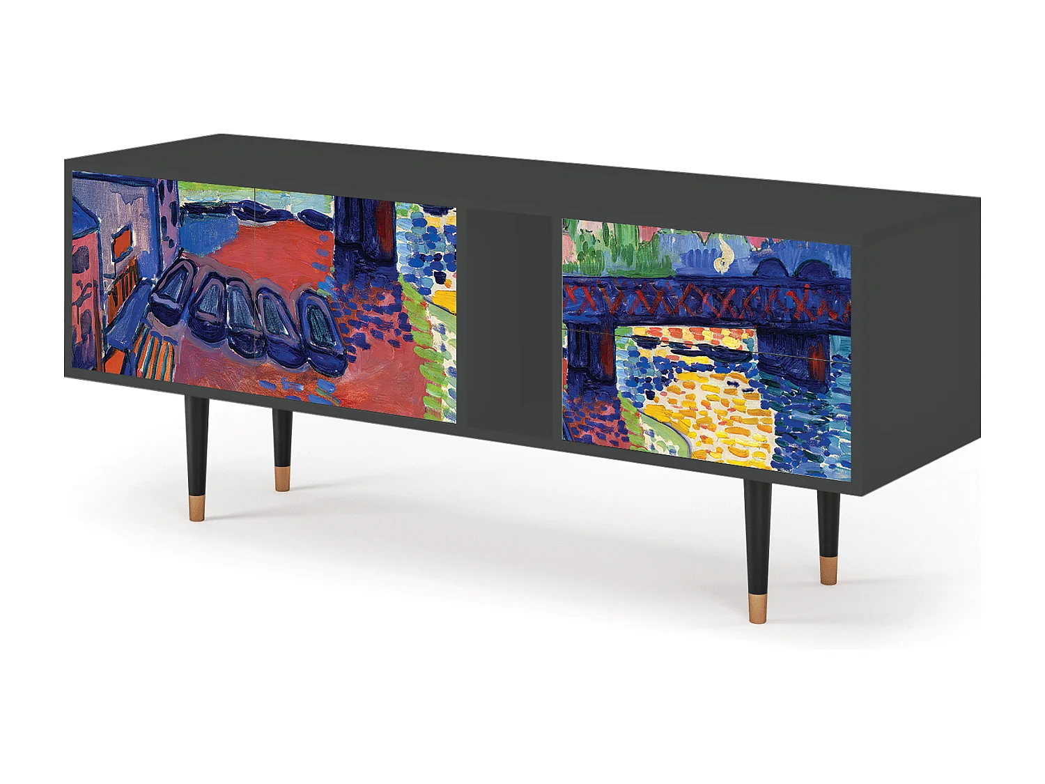 Szafka RTV - 170х69х48 cm - T1 - Charing Cross Bridge, Antracyt