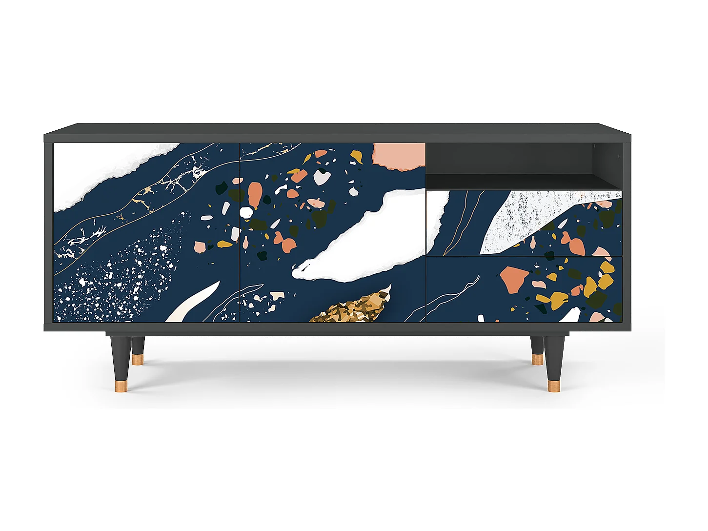 Meuble TV - 125х56х41 cm - T7 - Nude Iceberg, Anthracite