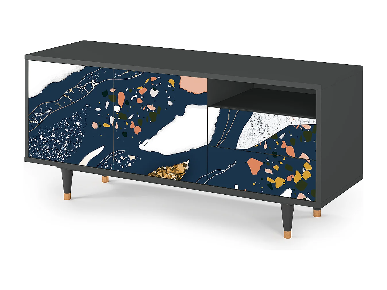 Meuble TV - 125х56х41 cm - T7 - Nude Iceberg, Anthracite