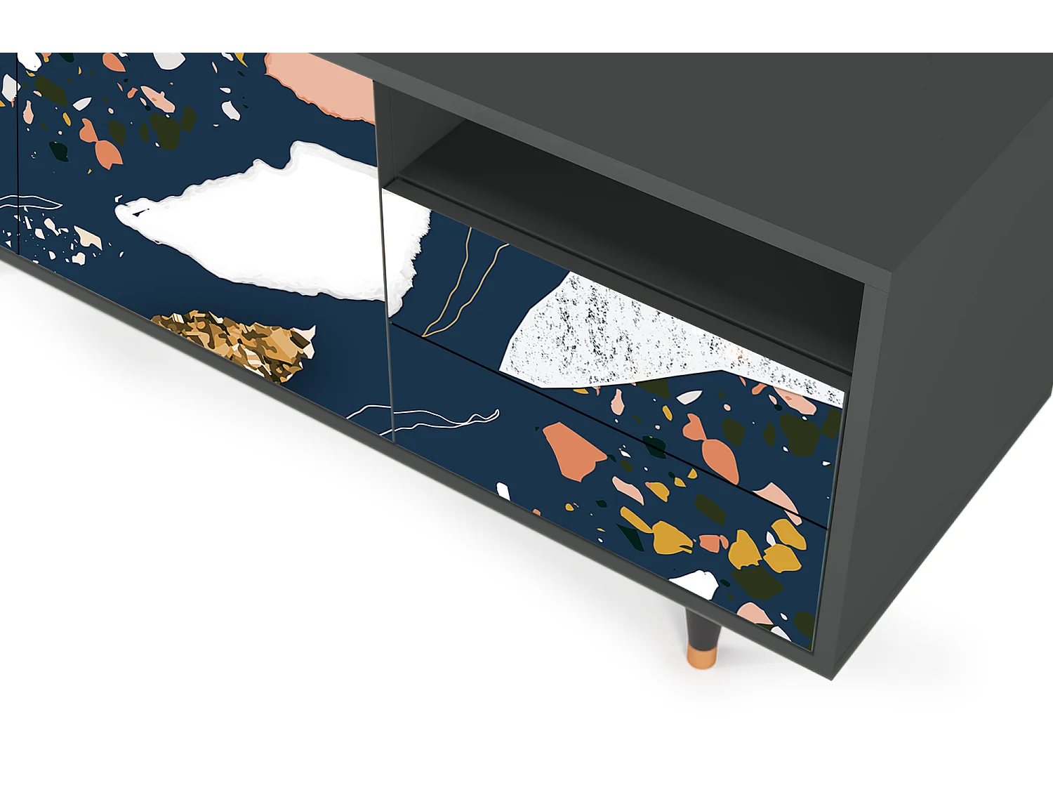 Meuble TV - 125х56х41 cm - T7 - Nude Iceberg, Anthracite