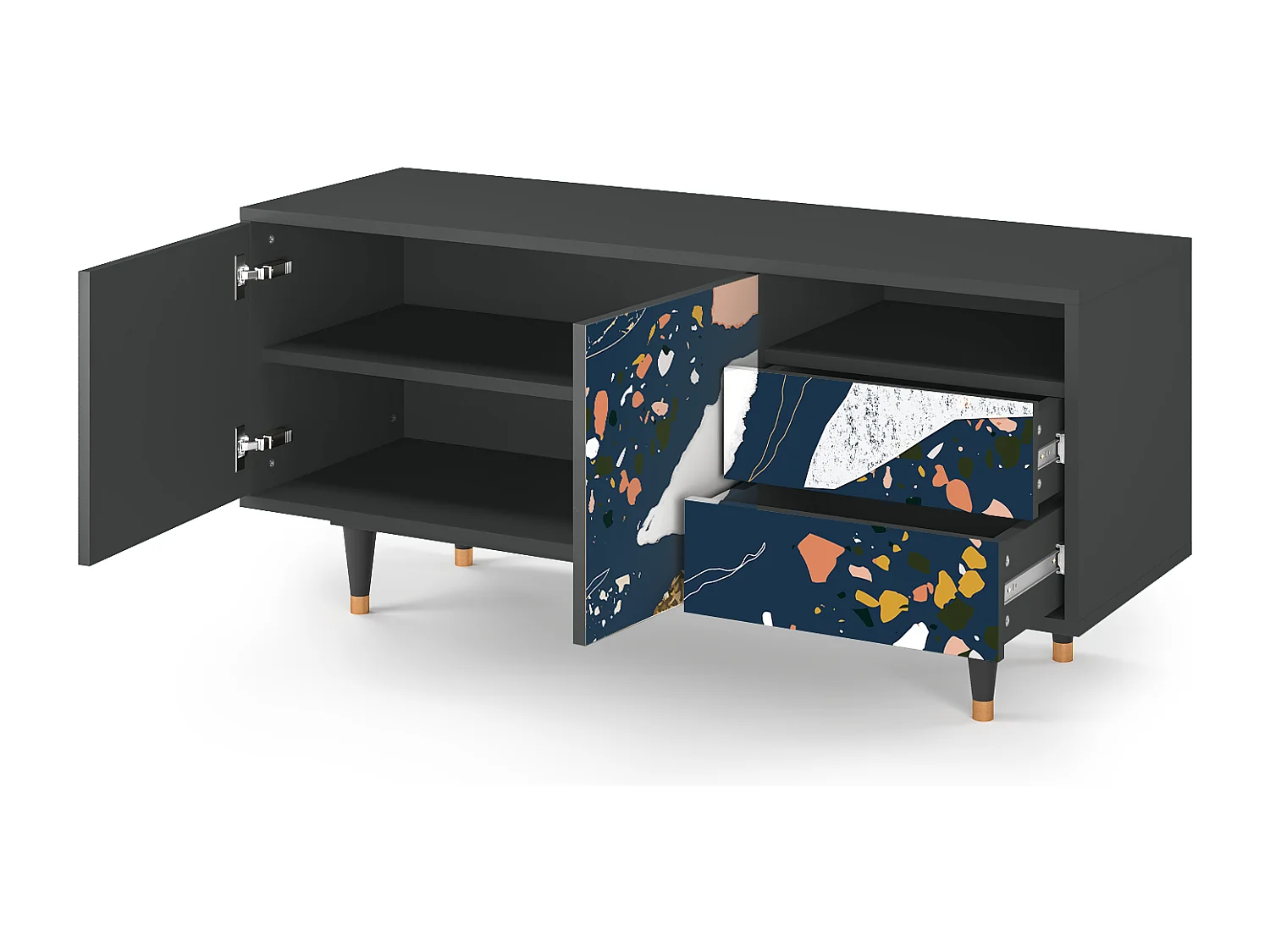 Meuble TV - 125х56х41 cm - T7 - Nude Iceberg, Anthracite