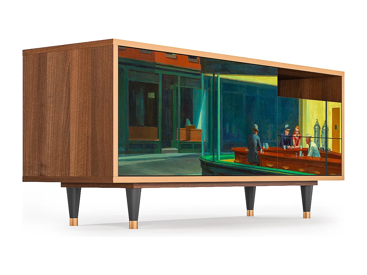 TV-Möbel - 125х56х41 cm - T7 - Nighthawks by Hopper, Walnuss