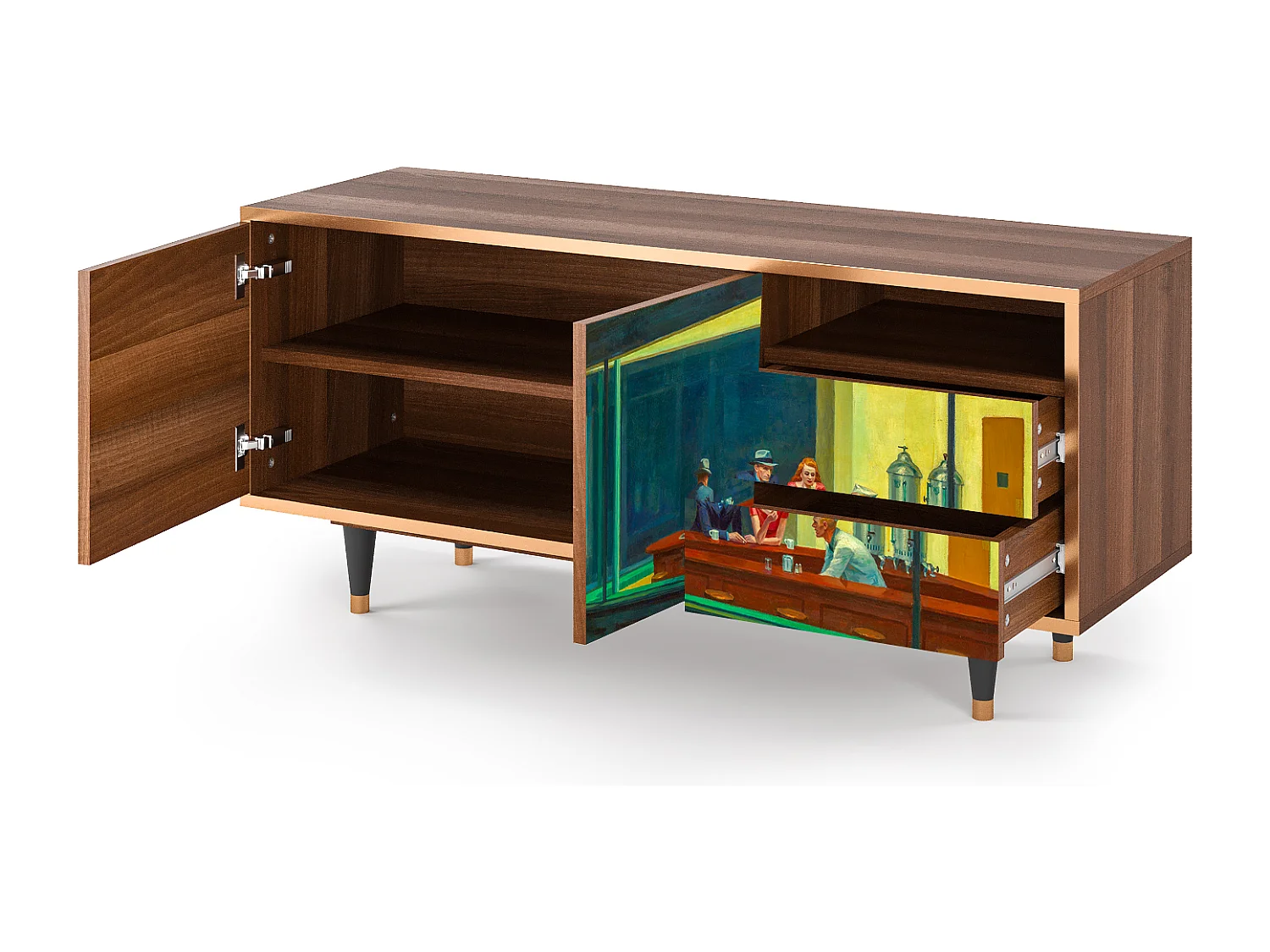 TV-Möbel - 125х56х41 cm - T7 - Nighthawks by Hopper, Walnuss