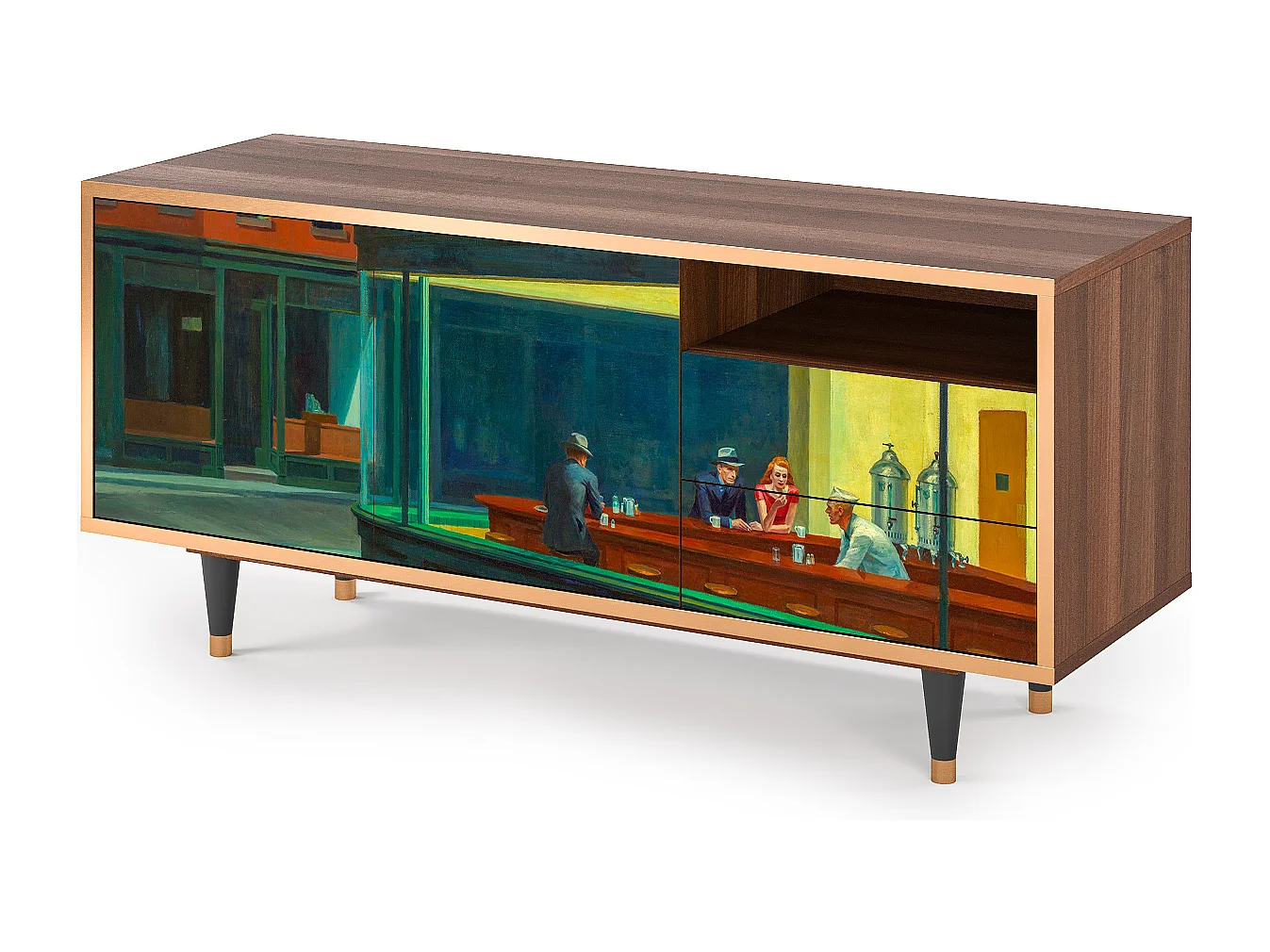 Mueble de TV - 125х56х41 cm - T7 - Nighthawks by Hopper, Nogal