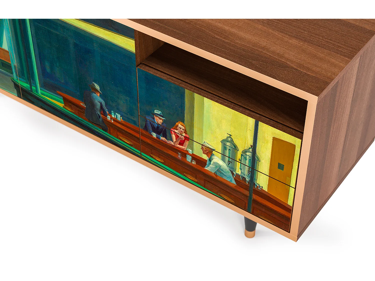 Mueble de TV - 125х56х41 cm - T7 - Nighthawks by Hopper, Nogal