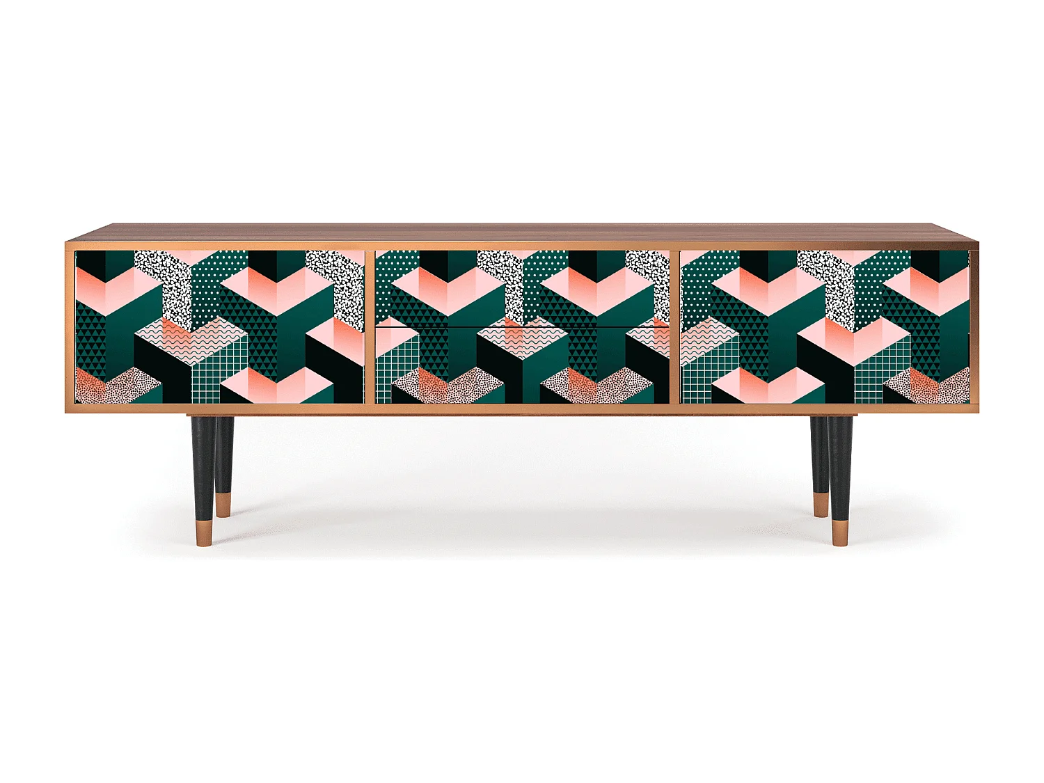 Mueble de TV - 170х59х48 cm - T4 - Geometric Madness, Nogueira