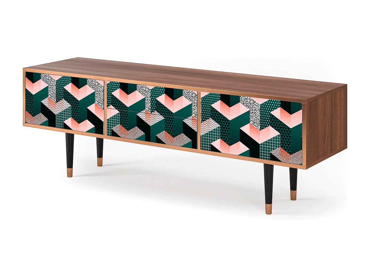 Mueble de TV - 170х59х48 cm - T4 - Geometric Madness, Nogueira