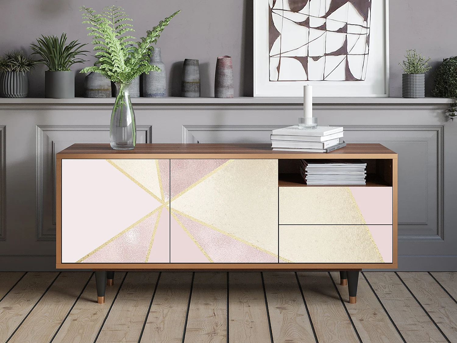 Meuble TV - 125х56х41 cm - T7 - Cosmopolitan Diva, Noyer